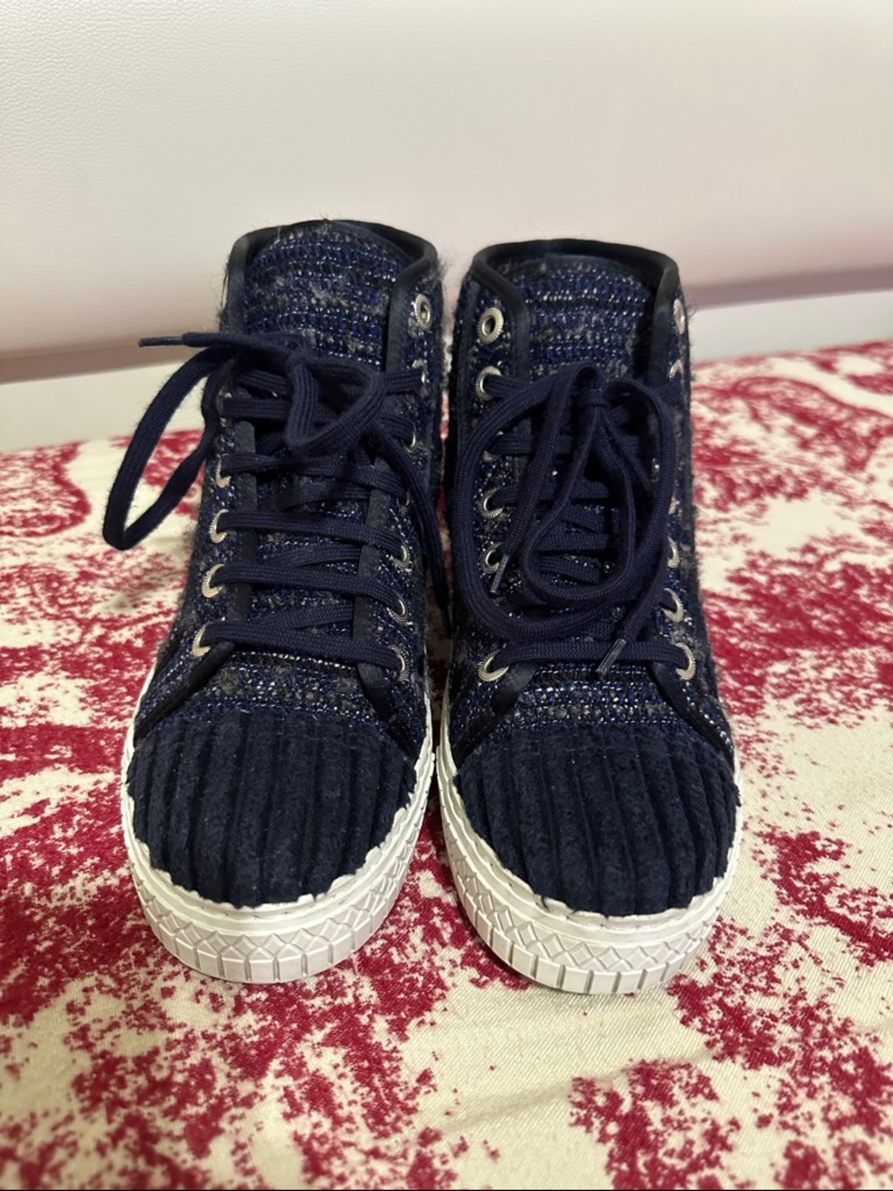 Chanel  Navy High-Top Sneakers - Picture 3 of 12